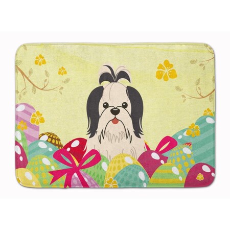 Carolines Treasures Easter Eggs Shih Tzu Black & White Machine Washable Memory Foam Mat BB6088RUG